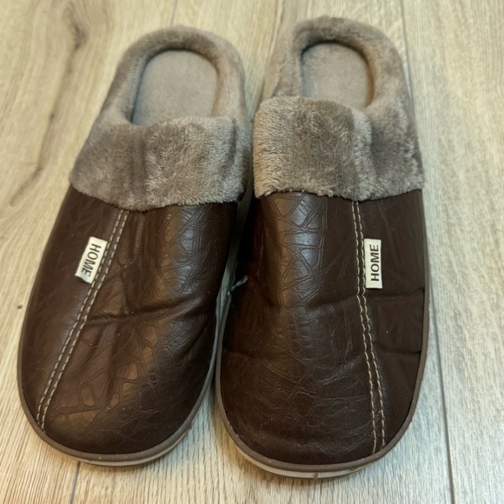 Home brown fur slippers
